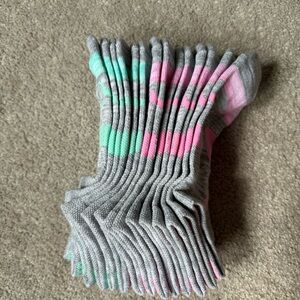 Brand New Puma Gray Socks with Pink and Green Accents
